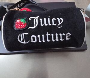Juicy Couture Black and White Clutch with Strawberry Patch